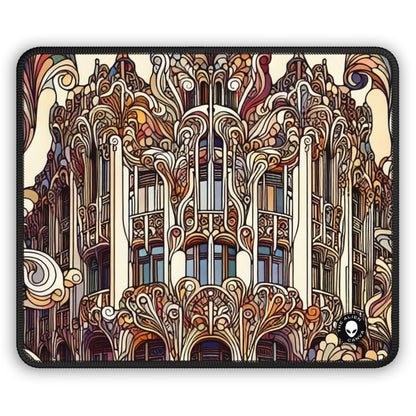 "Enchanted Seasons: Art Nouveau Forest Illustration" - The Alien Gaming Mouse Pad Art Nouveau
