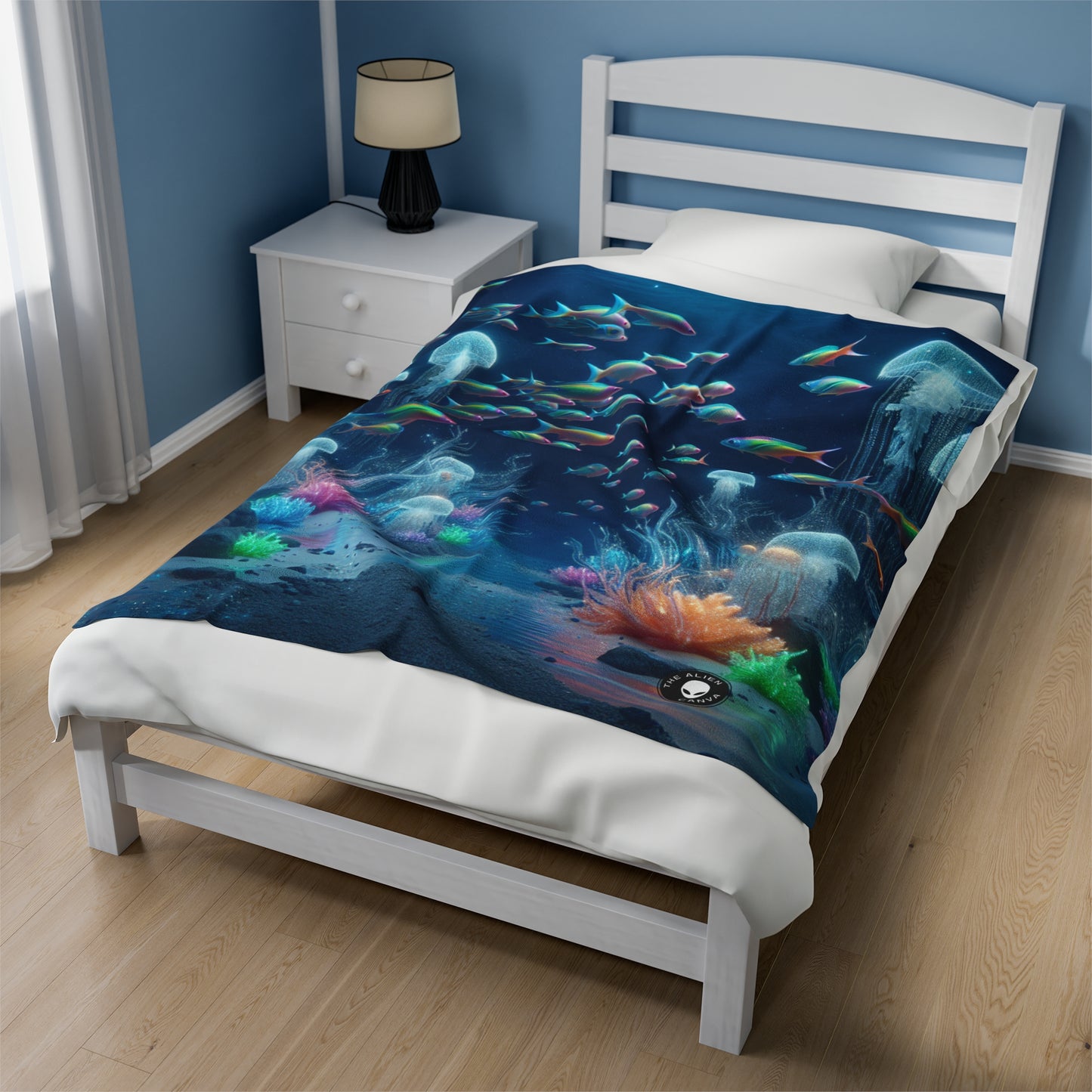 "Neon Dreams: The Underwater Wonderland" - The Alien Velveteen Plush Blanket