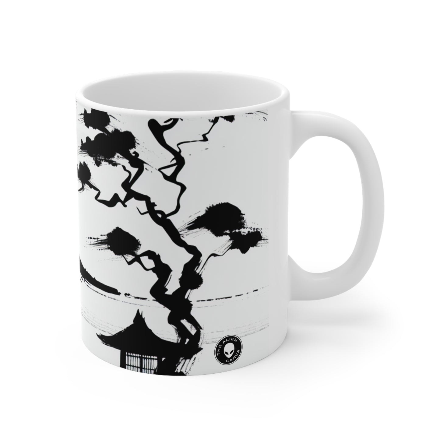 "Harmony of Wind and Water: A Zen Ink Painting" - The Alien Ceramic Mug 11oz Zen Ink Painting