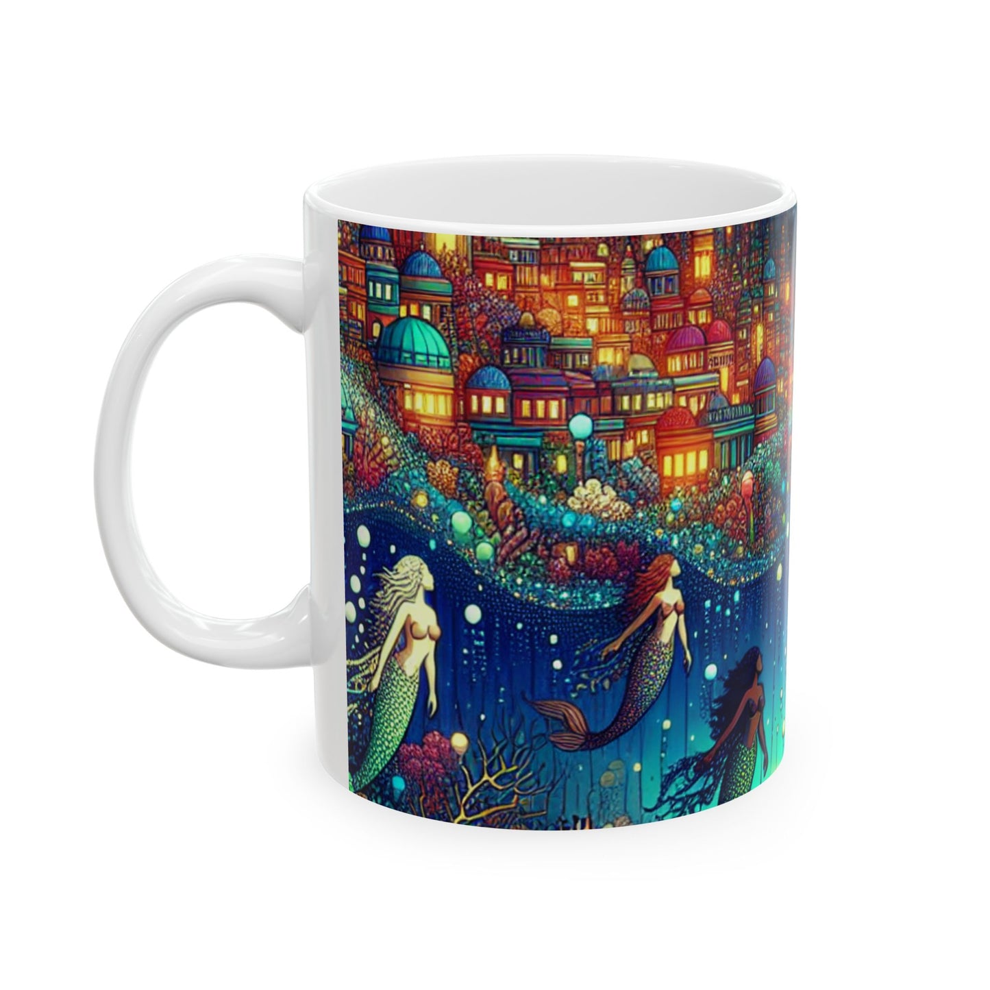 « Glowing Jellyfish City : un monde sous-marin fantaisiste » – Tasse en céramique Alien 11 oz