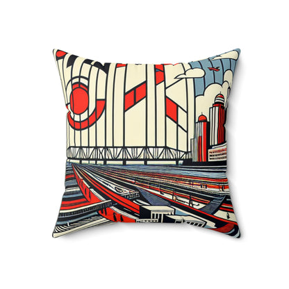 "Constructing Ideas: A Typographic Landscape" - The Alien Spun Polyester Square Pillow Constructivism Style