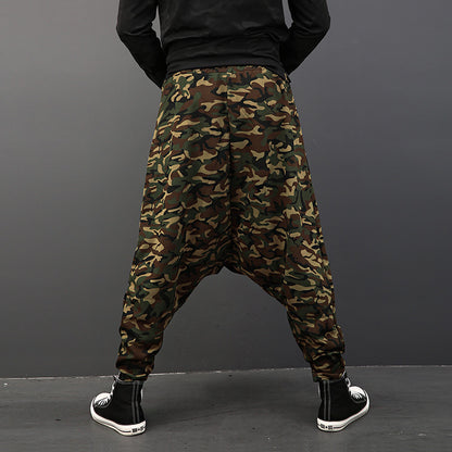 Sarouel imprimé camouflage, entrejambe, pantalon hip-hop