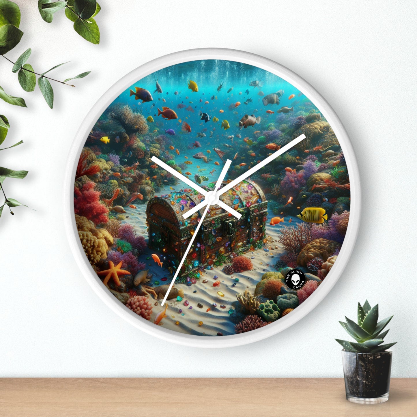 "Jeweled Depths: Discover the Hidden Treasure" - The Alien Wall Clock