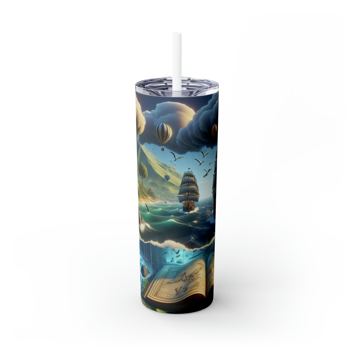 "Virtual Reality Odyssey: An Immersive 3D Art Experience" - The Alien Maars® Skinny Tumbler with Straw 20oz Virtual Reality Art Style