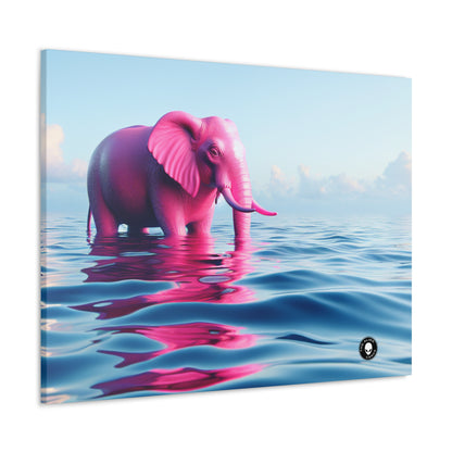 "The Pink Elephant in the Deep Blue Sea" - The Alien Canva A pink elefant floating in the ocean