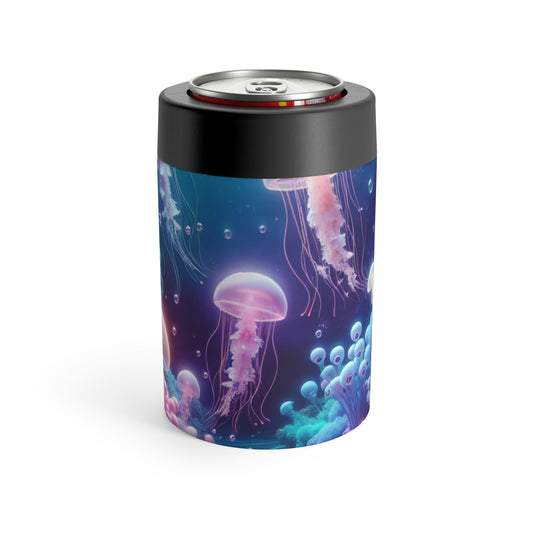 Enchanting Underwater Realm: Glowing Jellyfish and Curious Octopus - The Alien Can Holder