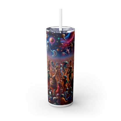 "Interstellar Rave: Embracing Cosmic Unity" - The Alien Maars® Skinny Tumbler with Straw 20oz