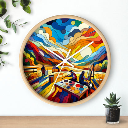 "Futuristic Neon Cityscape" - The Alien Wall Clock Hard-edge Painting