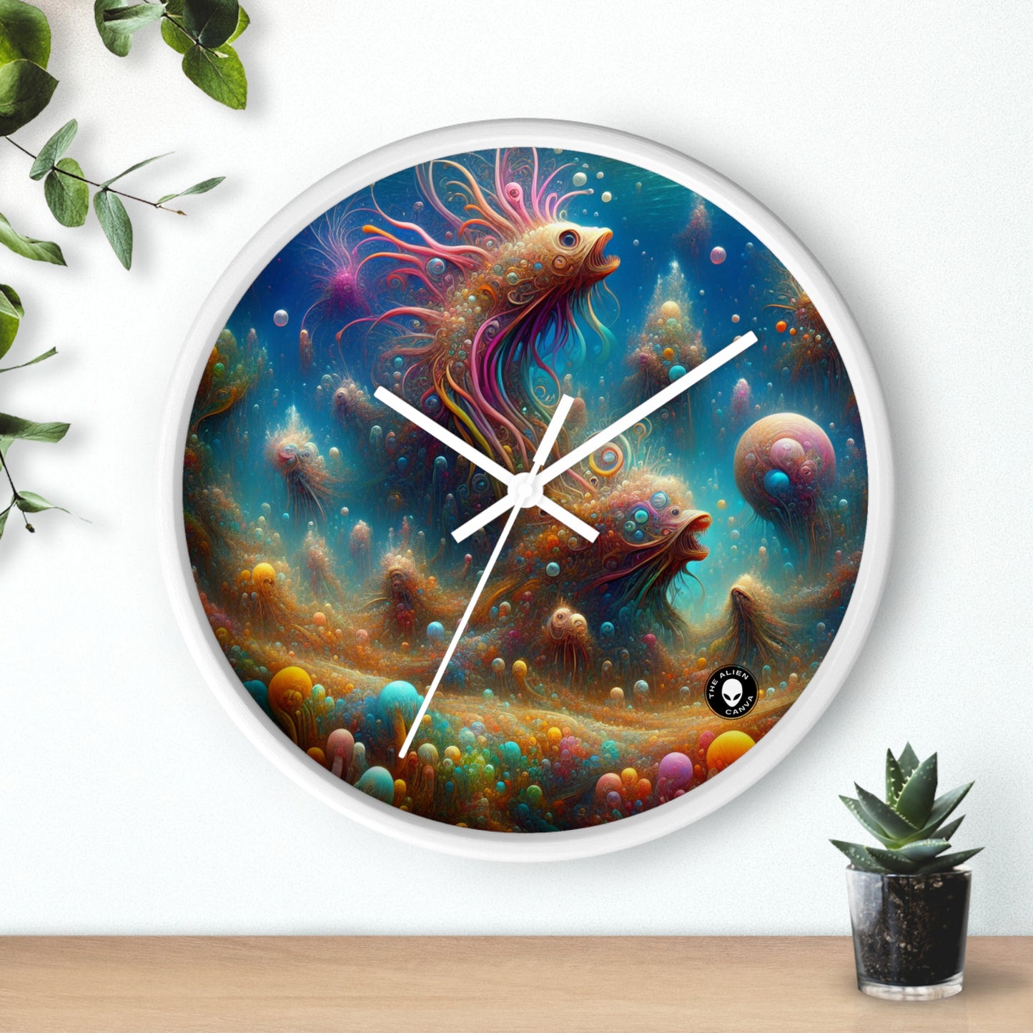 "Enchanting Aquatic Dreamscape" - The Alien Wall Clock