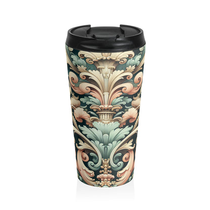 "Garden of Whimsy: A Rococo Fête" - The Alien Stainless Steel Travel Mug Rococo