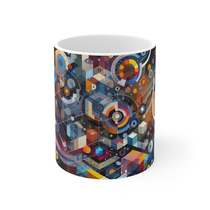 "Un moment géométrique dans le temps" - La tasse en céramique Alien 11oz Art numérique