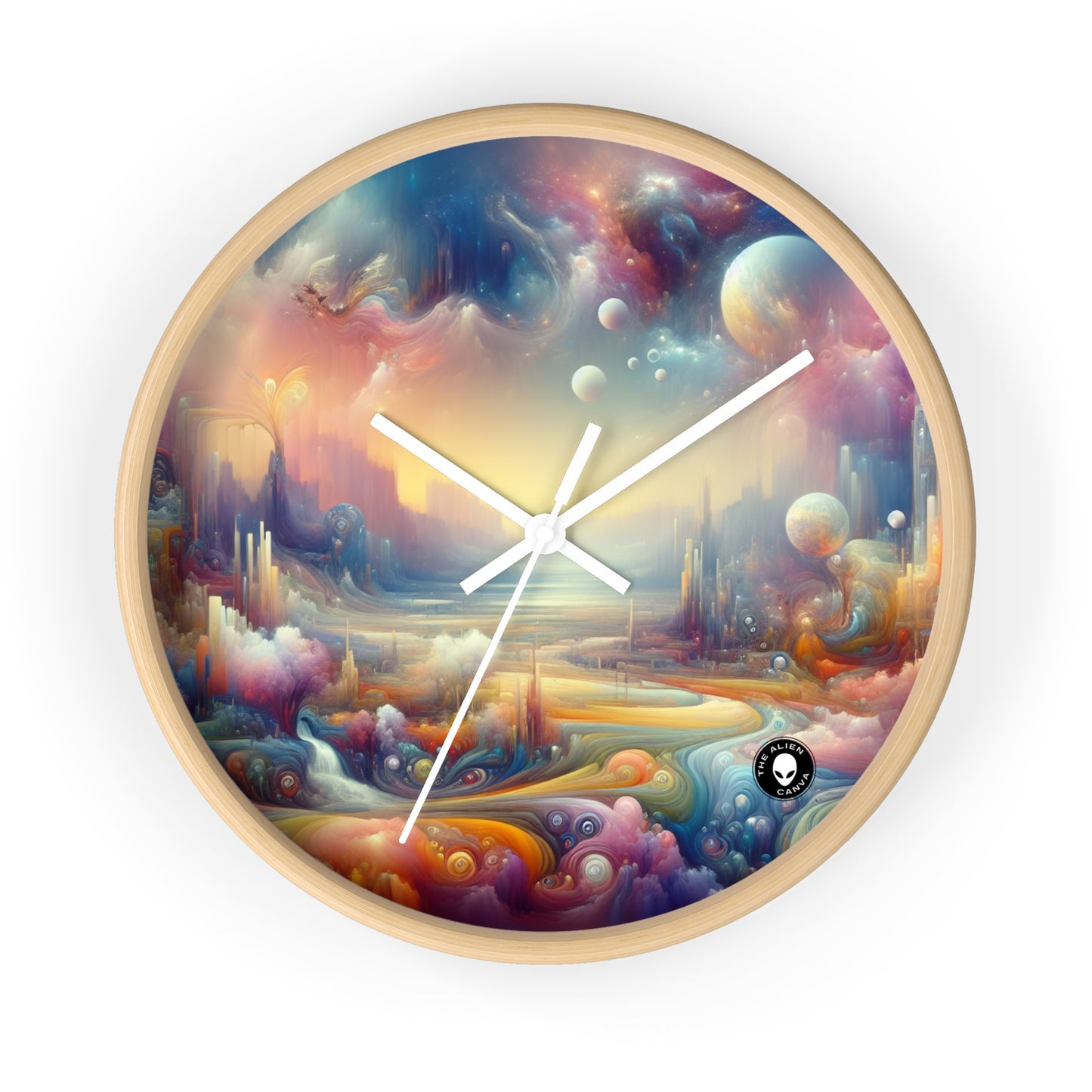 « Délices du paysage onirique : une peinture surréaliste » – L'horloge murale Alien