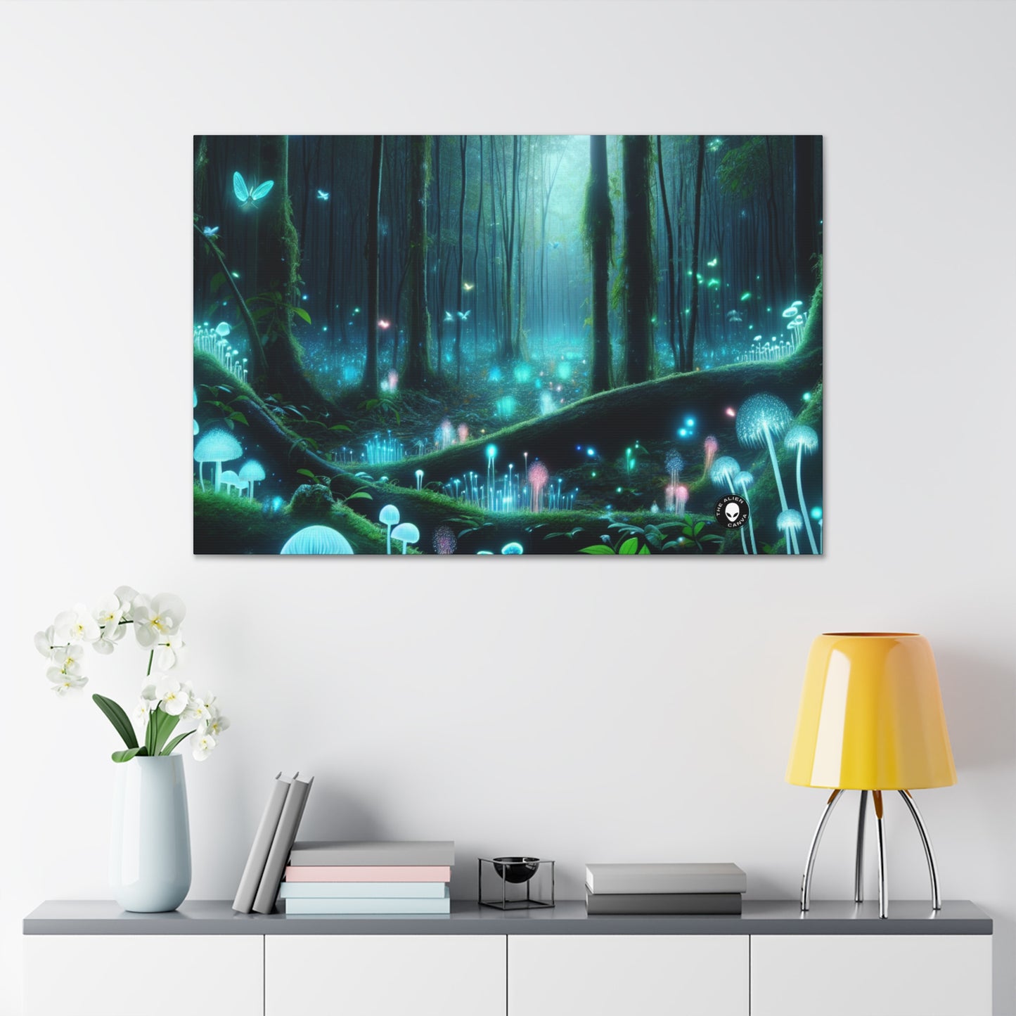 "Enchanted Night: Bioluminescent Forest" - The Alien Canva