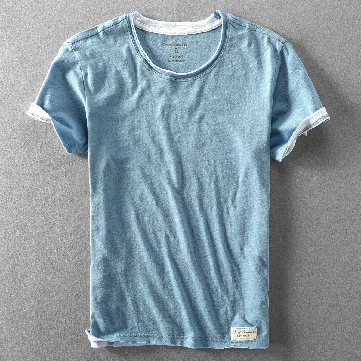 Men's Slub Cotton T-Shirt Summer New Casual Thin