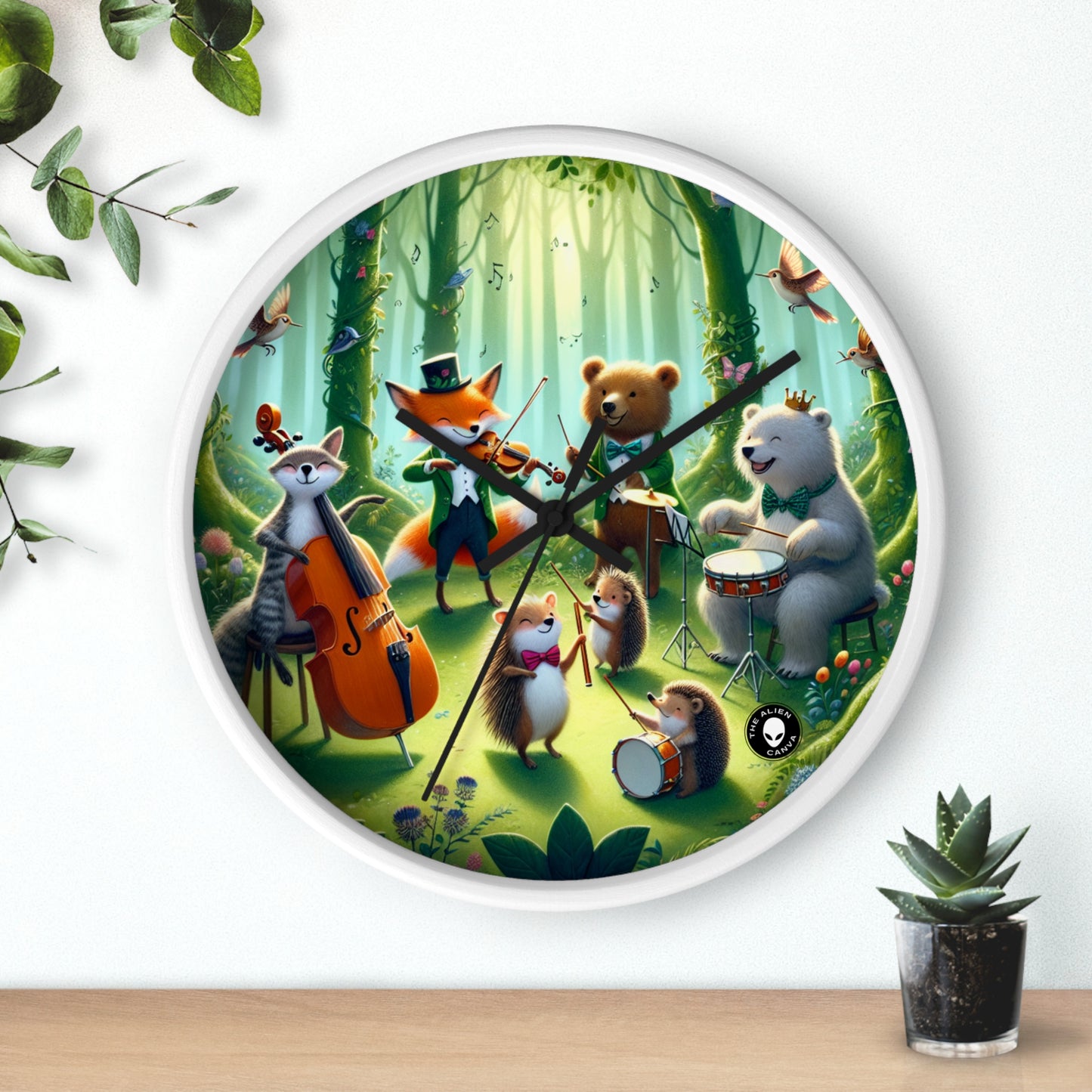 "Animales musicales en el bosque encantado" - El reloj de pared alienígena