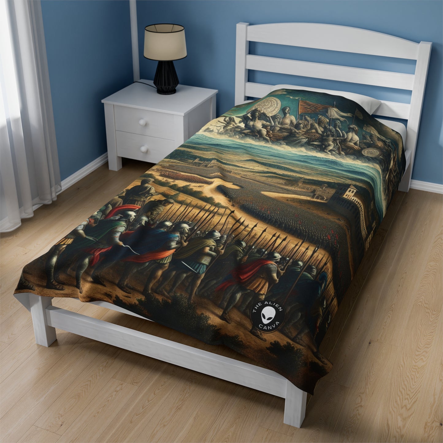 "Minerva Over the Renaissance Battlefield" - The Alien Velveteen Plush Blanket Renaissance Art