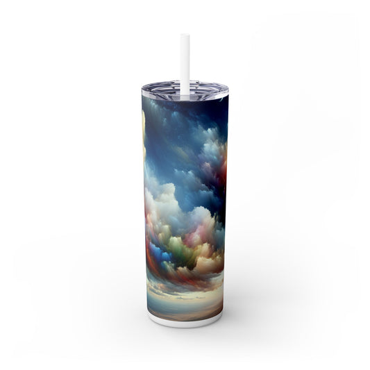 « Rainbow Cloudscape : Un rêve d'aquarelle surréaliste » - The Alien Maars® Skinny Tumbler avec paille 20oz