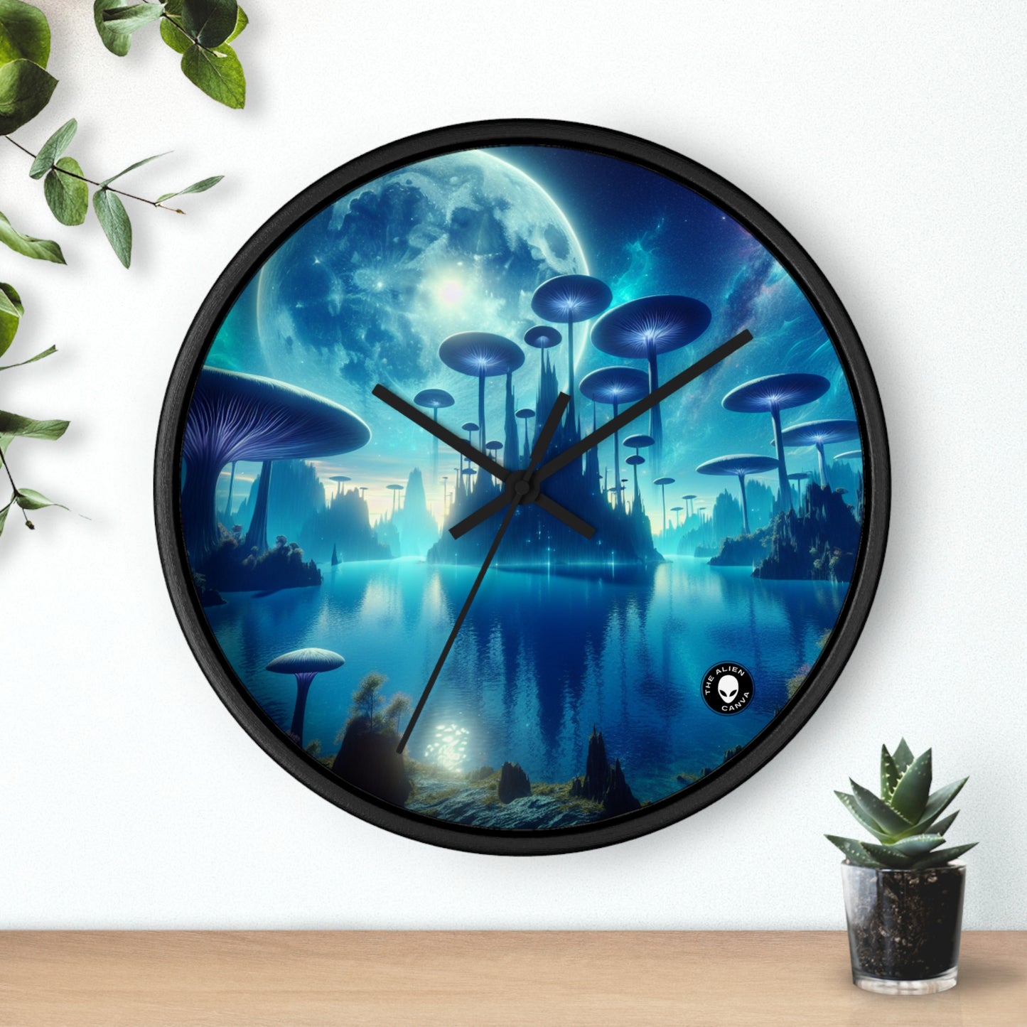 "Moonlit Mushroom Lake" - The Alien Wall Clock