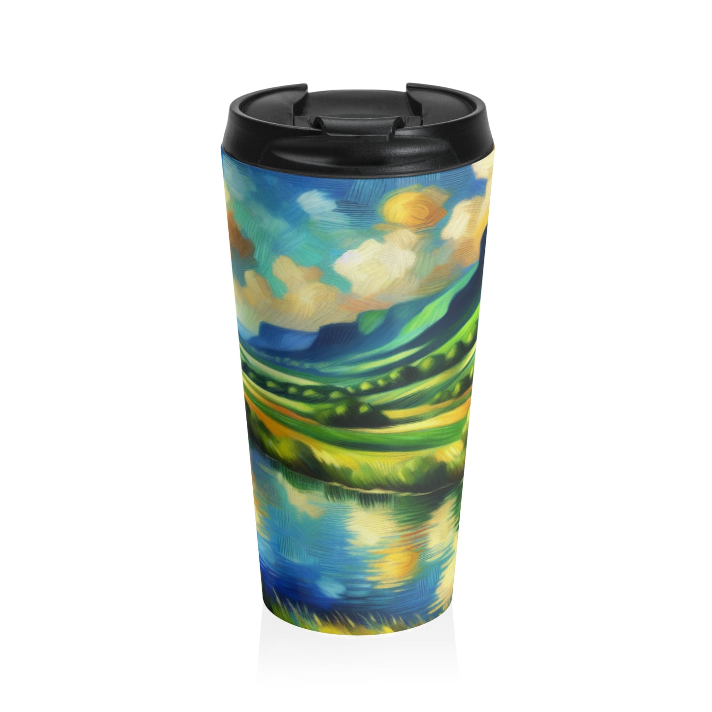 "Serenity at Sunset: An Impressionistic Meadow" - The Alien Stainless Steel Travel Mug Impressionism