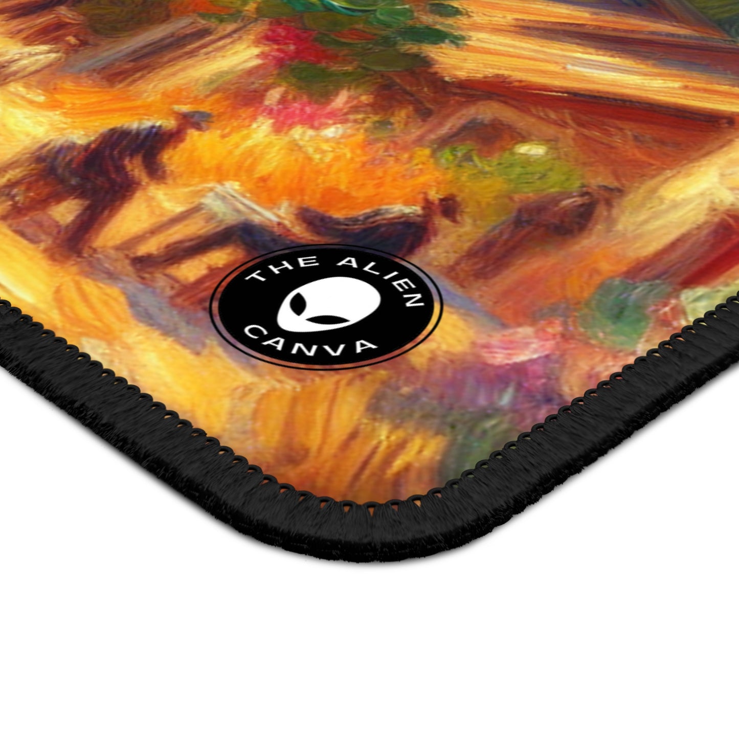 Golden Dusk: A Serene Impressionist Stroll by the Water - The Alien Gaming Mouse Pad Impressionism