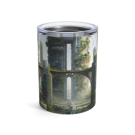 "Nature's Reclamation: A Futuristic Cityscape" - The Alien Tumbler 10oz