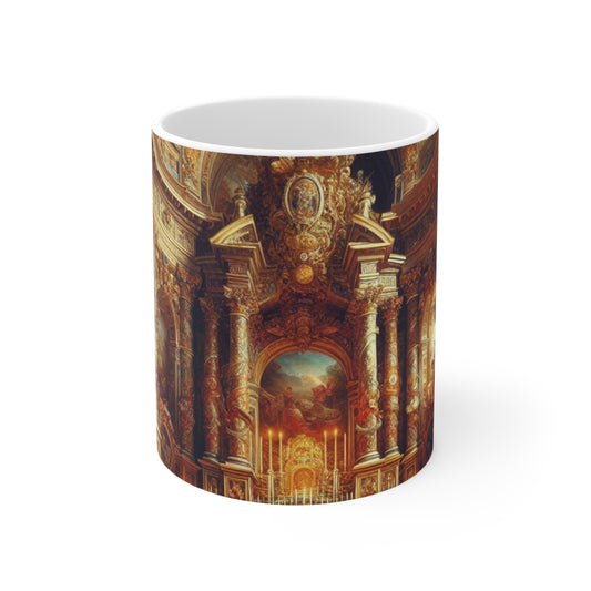 "Masquerade Majesty: A Regal Baroque Ballroom" - The Alien Ceramic Mug 11oz Baroque