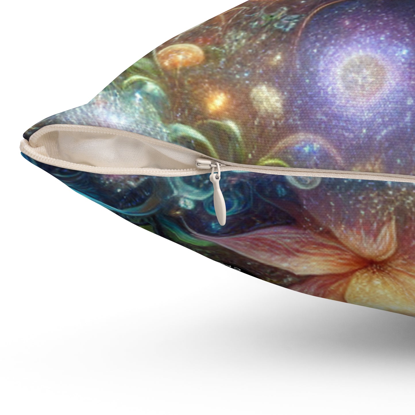 "Enchanted Moonlit Flower Forest"- The Alien Spun Polyester Square Pillow