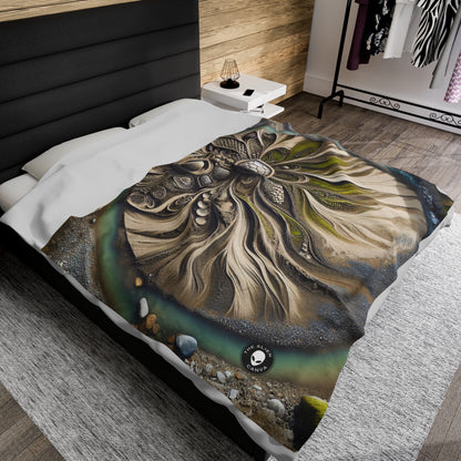 "Sandy Symphony: Un colorido mosaico de piedras en la playa" - The Alien Velveteen Plush Blanket Land Art