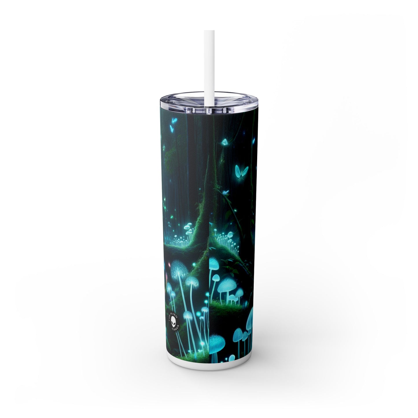 « Nuit enchantée : forêt bioluminescente » - Le verre fin Alien Maars® avec paille 20 oz