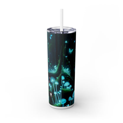 "Noche encantada: bosque bioluminiscente" - Vaso delgado con pajita de 20 oz de Alien Maars®