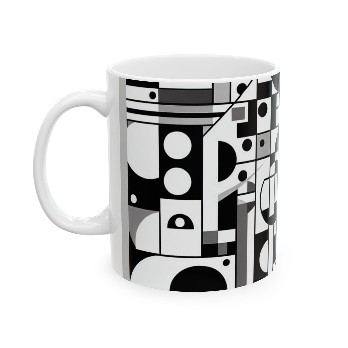 "Suprematismo dinámico: armonía geométrica en colores primarios" - Taza de cerámica The Alien de 11 oz Suprematismo