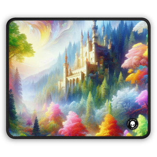 "Glowing Enchantment: The Castle in the Colorful Forest" - The Alien Gaming Mouse Pad