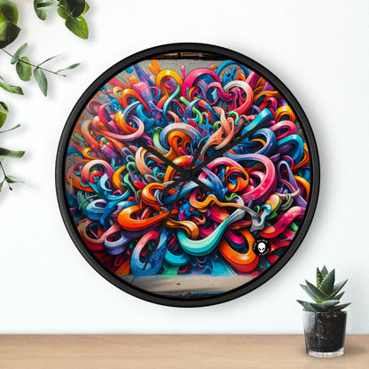 "Urban Vibe: A Graffiti Cityscape" - The Alien Wall Clock Graffiti Art