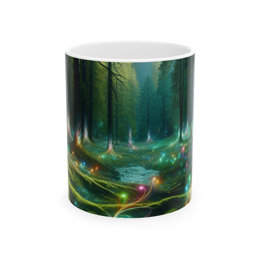 - Crystal-Enchanted Forest: A Tapestry of Light - The Alien Ceramic Mug 11oz