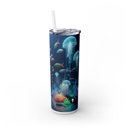 « Neon Dreams : le pays des merveilles sous-marin » - Verre fin Alien Maars® avec paille 20 oz