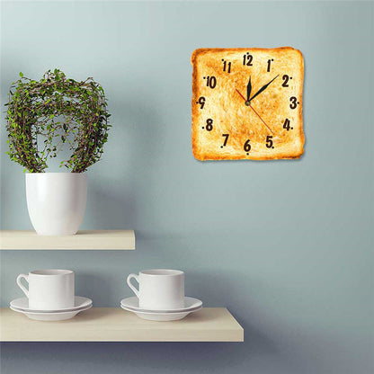 Reloj de pared moderno con pan horneado realista para decoración del hogar