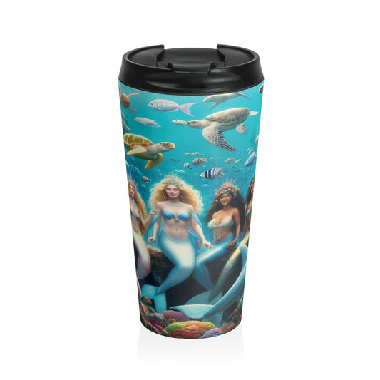 "Sumérgete en el abismo encantado: el paraíso de una sirena" - Taza de viaje de acero inoxidable The Alien