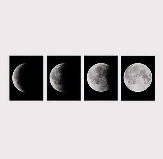 Moon Phases Four Panel Canvas Print Posters