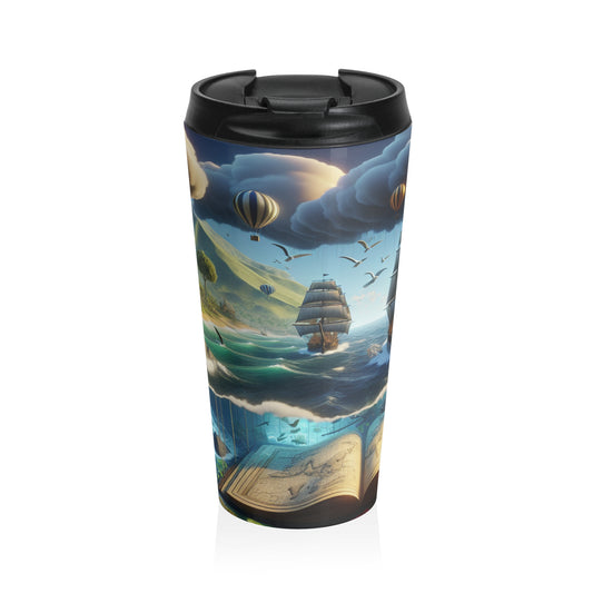 "Virtual Reality Odyssey: An Immersive 3D Art Experience" - The Alien Stainless Steel Travel Mug Virtual Reality Art Style