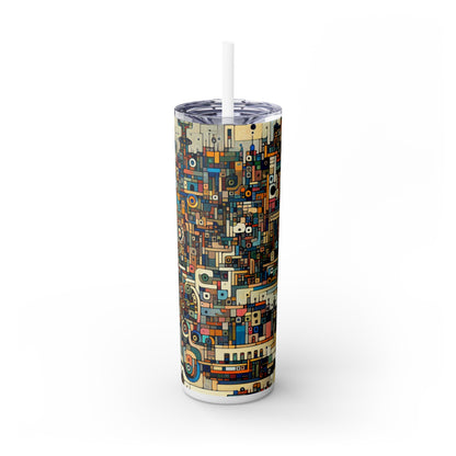 "Neon Nights: Art Brut Reflection of Urban Chaos" - The Alien Maars® Skinny Tumbler with Straw 20oz Art Brut