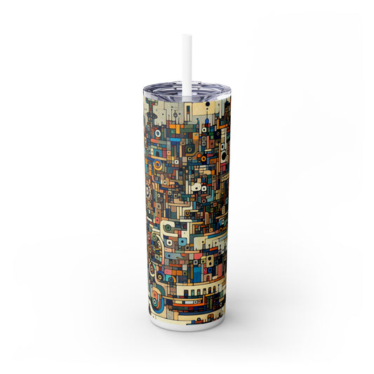 "Neon Nights: Art Brut Reflection of Urban Chaos" - The Alien Maars® Skinny Tumbler avec paille 20oz Art Brut