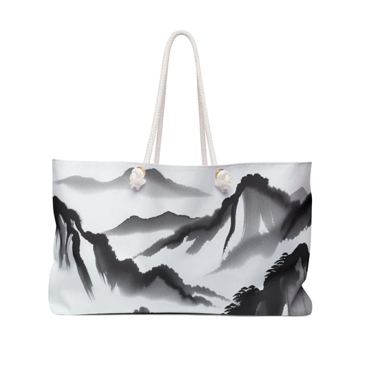 "Mountain Reflection: A Serene Zen Ink Painting" - The Alien Weekender Bag Zen Ink Painting