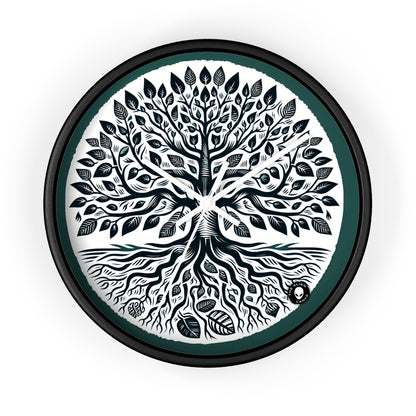 "Modern Woodcut Family Tree" - The Alien Wall Clock Woodcut Printing