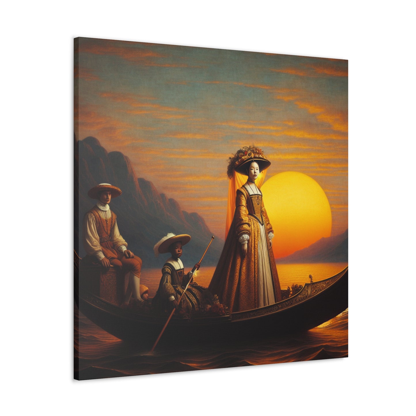 "Golden Twilight in the Italian Gondola" - The Alien Canva Renaissance Art Style