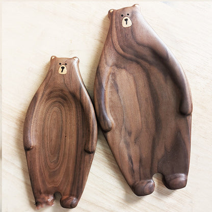 Cute Bear Wood Board Bread Plate Block Bear Shape Tray Black Walnut Cutting Board Table Decor Kitchen Accessories Coaster