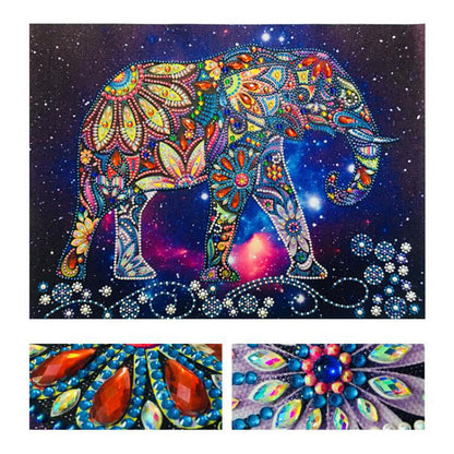 Pintura de diamante con forma especial de paseo de elefante DIY