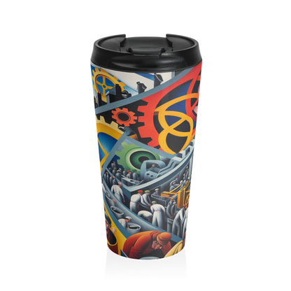 "Industrial Constructivism: Gears and Labor" - The Alien Stainless Steel Travel Mug Constructivism