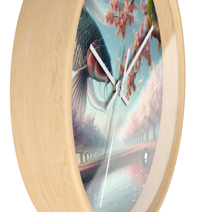 "Koi Fish in Cherry Blossoms: Beauty of Nature" - The Alien Wall Clock