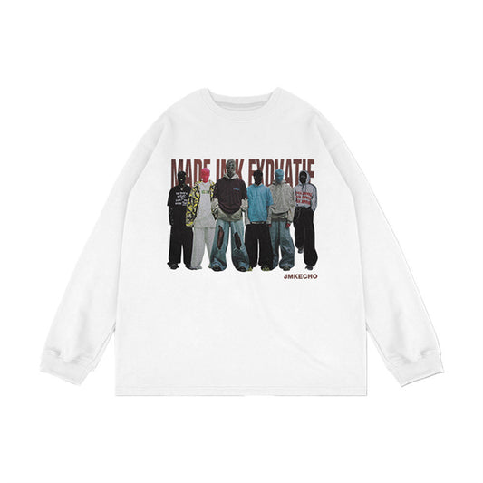 Pull imprimé de personnage hip hop pour hommes