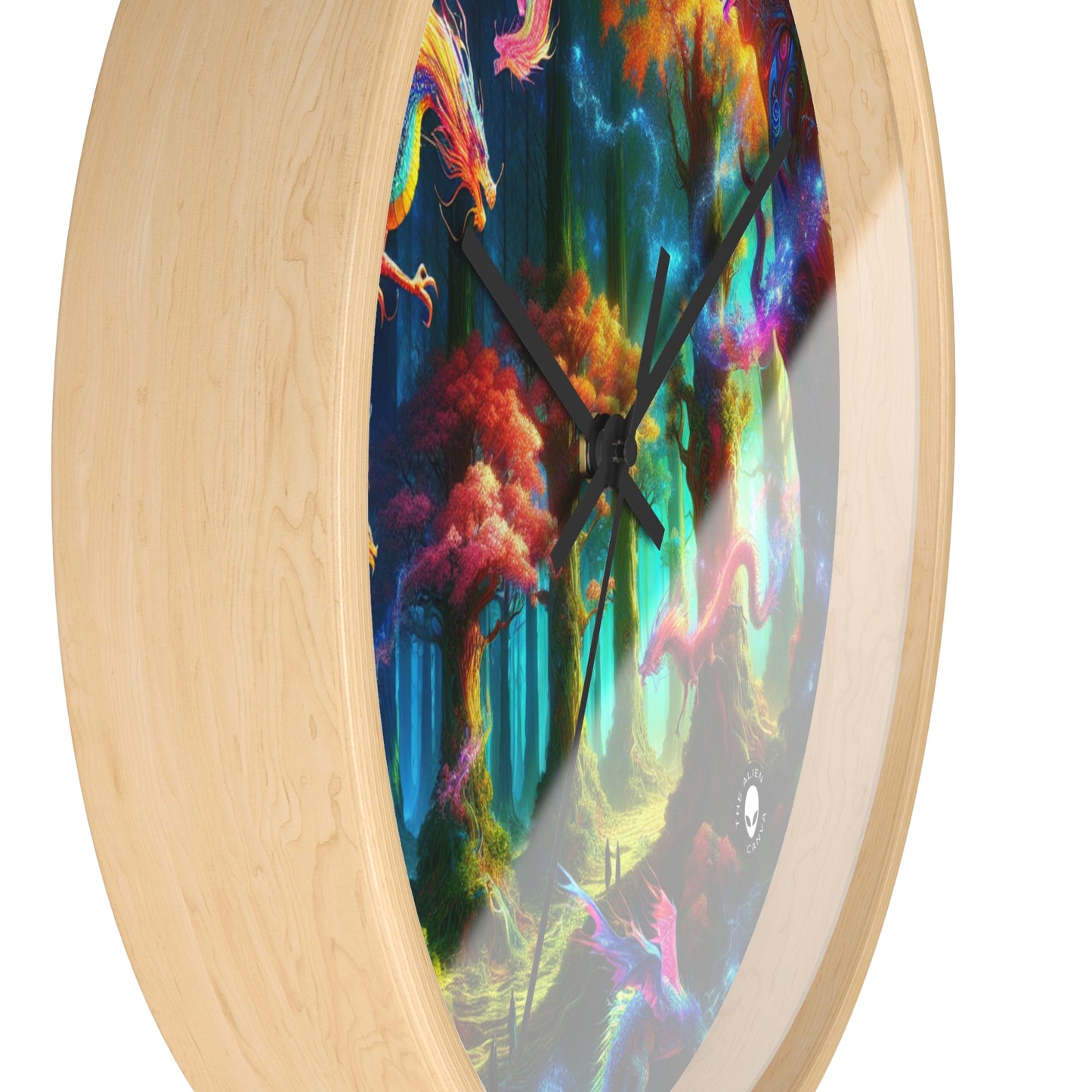 "Dragon's Rainbow Forest" - The Alien Wall Clock